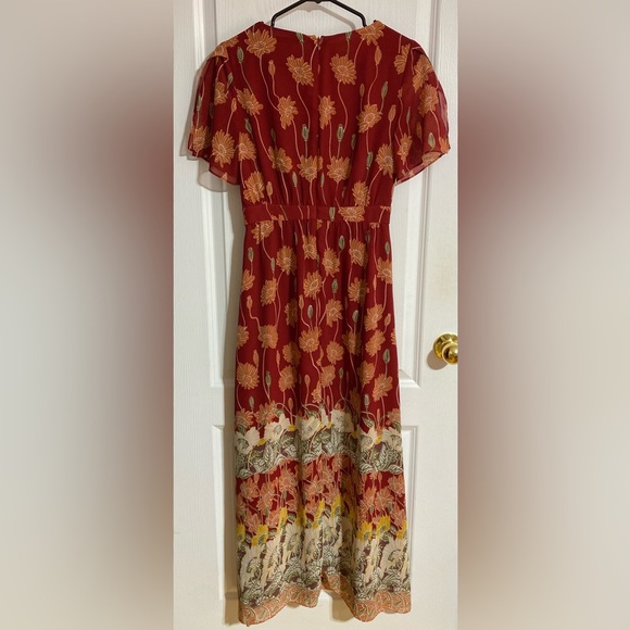 Madewell Tulip-Sleeve Boho Maxi Dress in Tall Sunflowers Side Slit V-Neck Size 0 - Picture 12 of 16